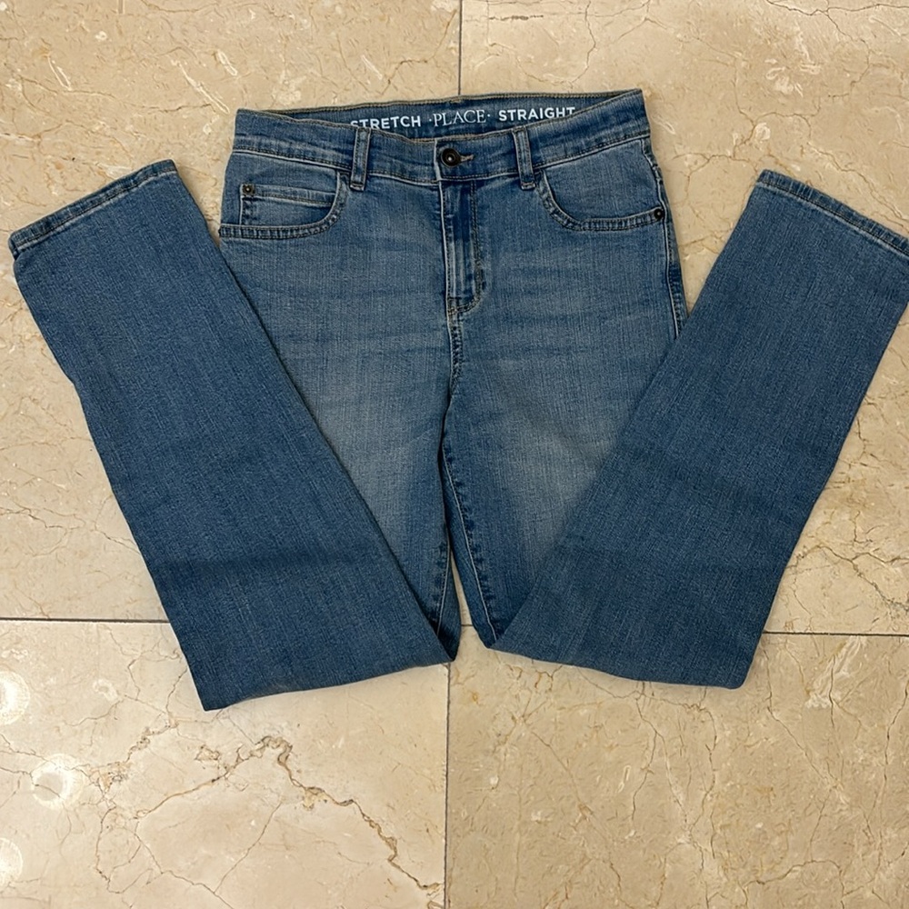 NWT - 💕Stretch Place Straight Girl’s Blue Jeans Sz: 12 Adjustable waist